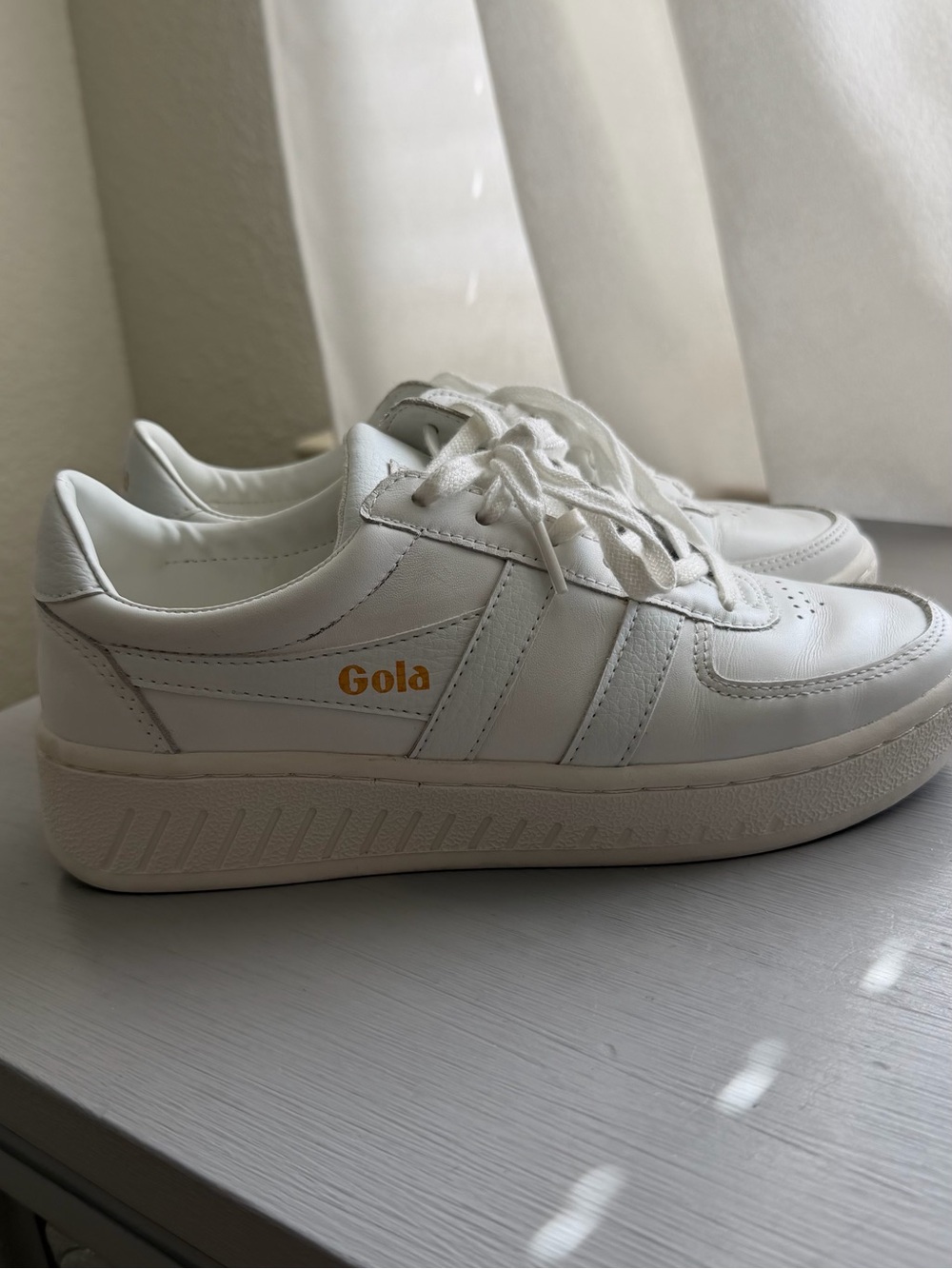 Gola White Leather Sneakers with Gold Logo